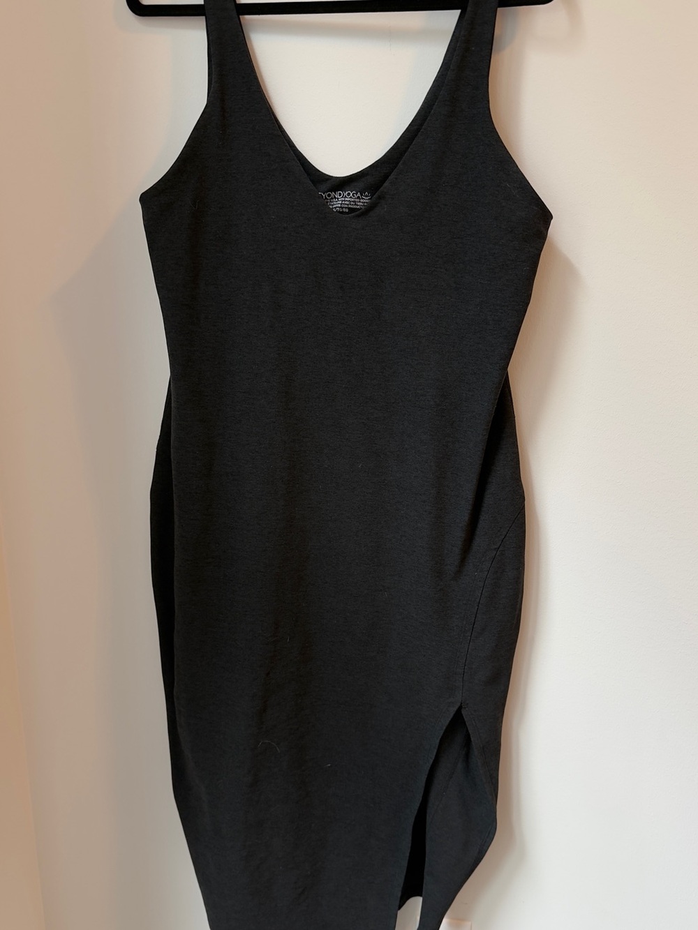 BEYOND YOGA Fitted Black Tank Dress with Side Slit